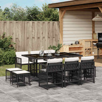 11-Delige Tuinset Met Kussens Poly Rattan