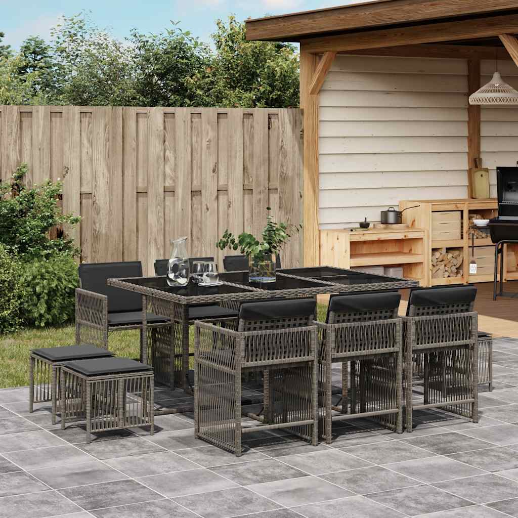 11-Delige Tuinset Met Kussens Poly Rattan
