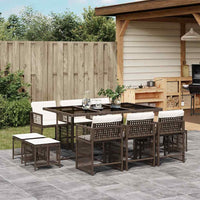 11-Delige Tuinset Met Kussens Poly Rattan
