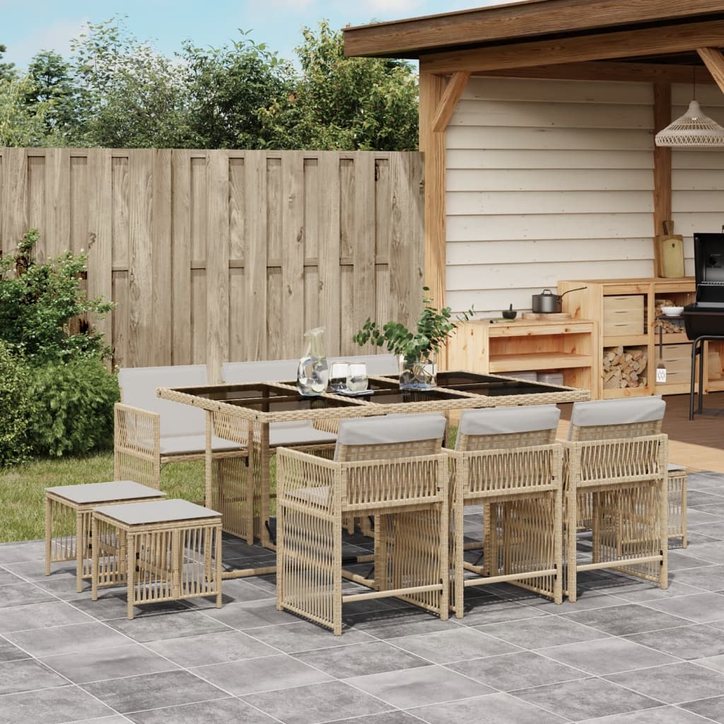 11-Delige Tuinset Met Kussens Poly Rattan