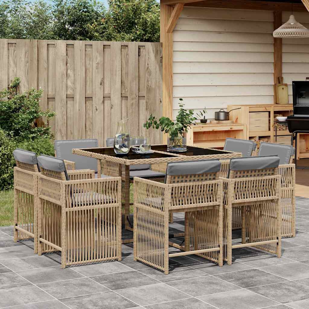 11-Delige Tuinset Met Kussens Poly Rattan