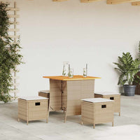 5-Delige Tuinset Met Kussens Poly Rattan