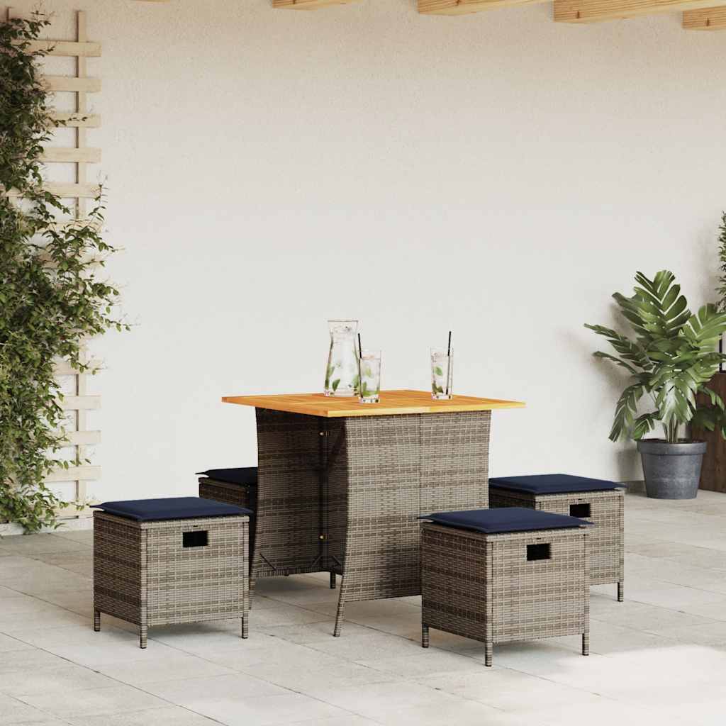 5-Delige Tuinset Met Kussens Poly Rattan