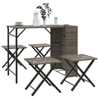 5-Delige Tuinset Inklapbaar Poly Rattan