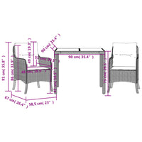 3-Delige Tuinset Met Kussens Poly Rattan
