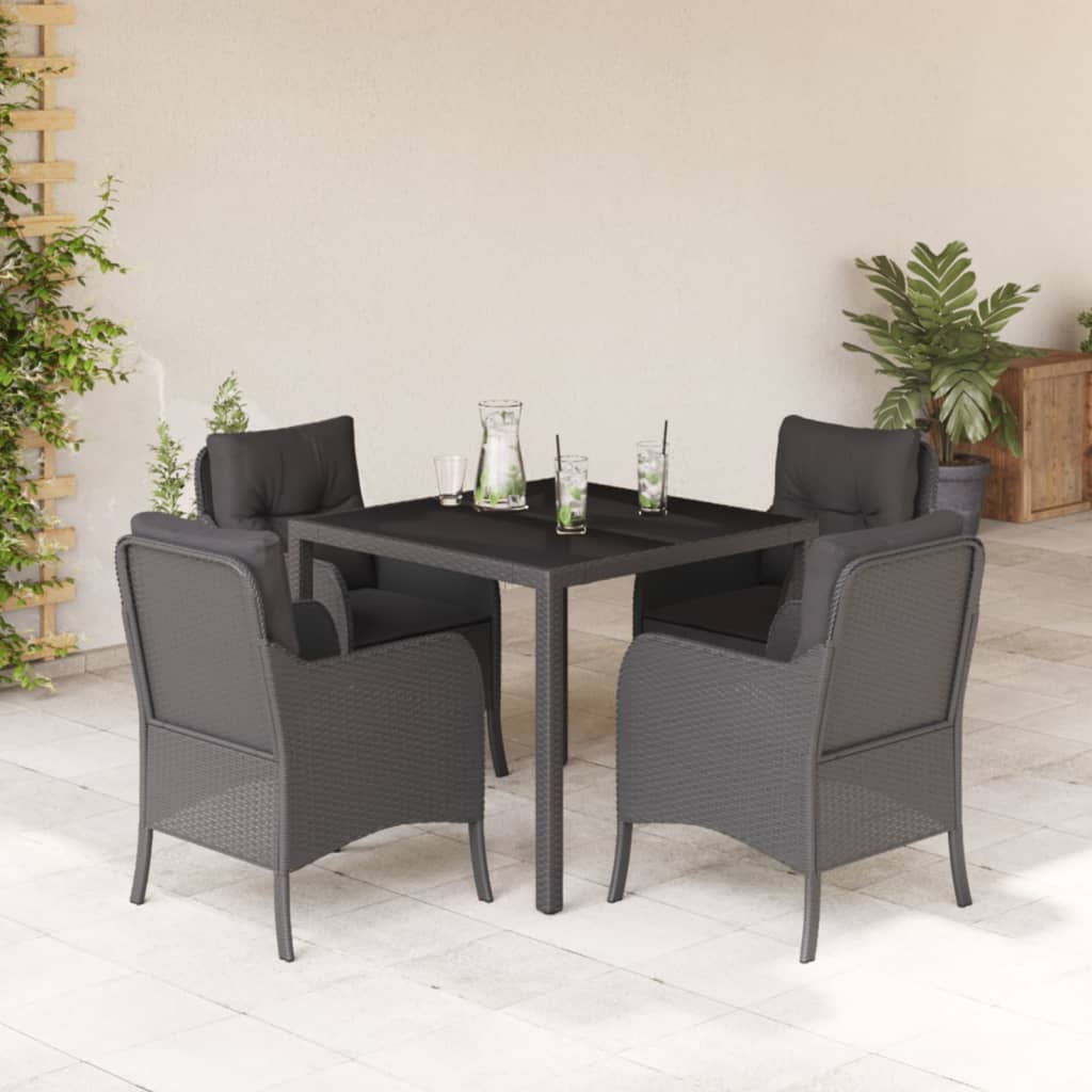 3-Delige Tuinset Met Kussens Poly Rattan