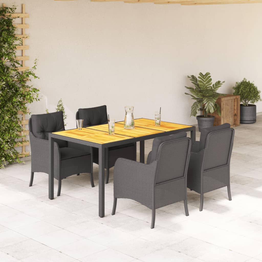 5-Delige Tuinset Met Kussens Poly Rattan
