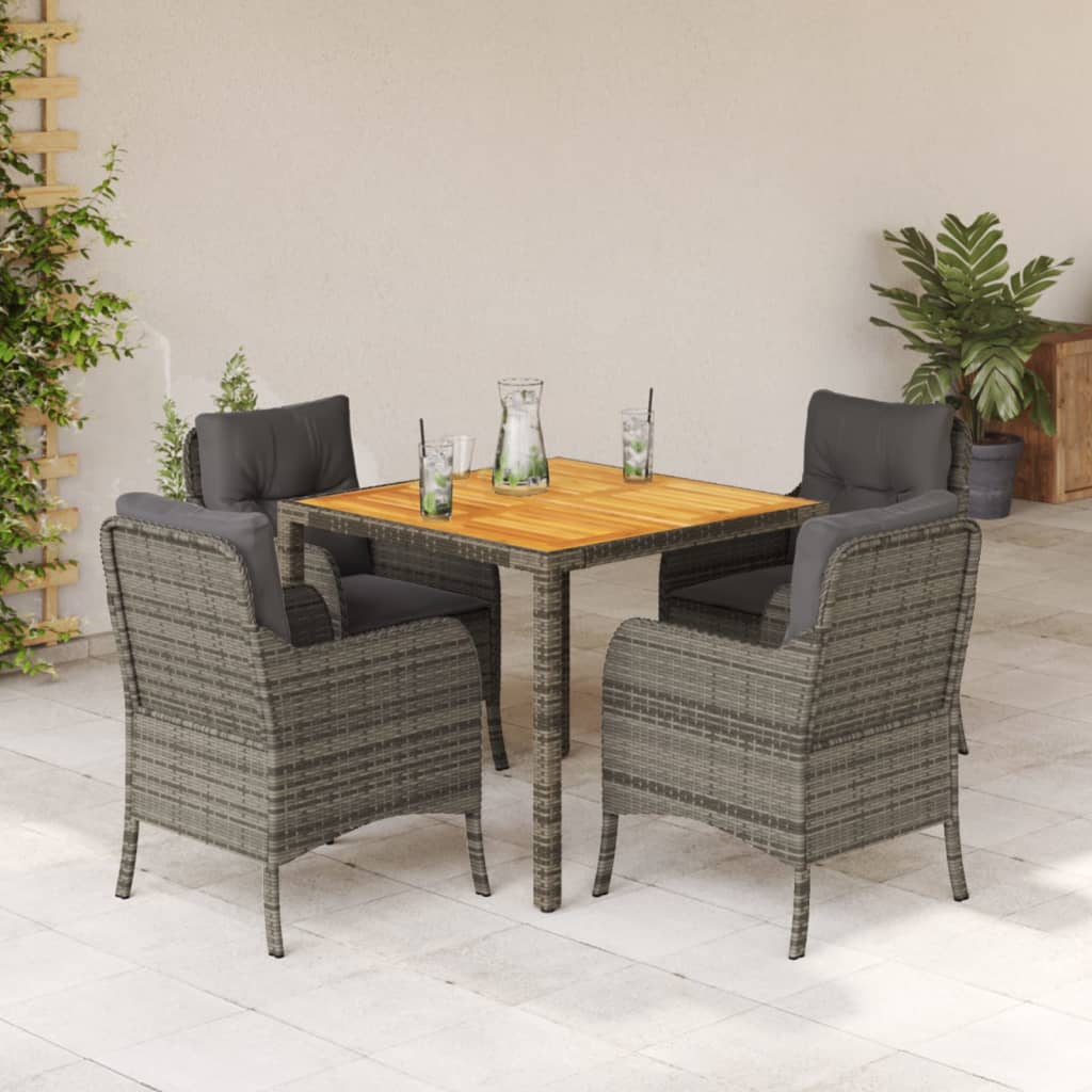 5-Delige Tuinset Met Kussens Poly Rattan
