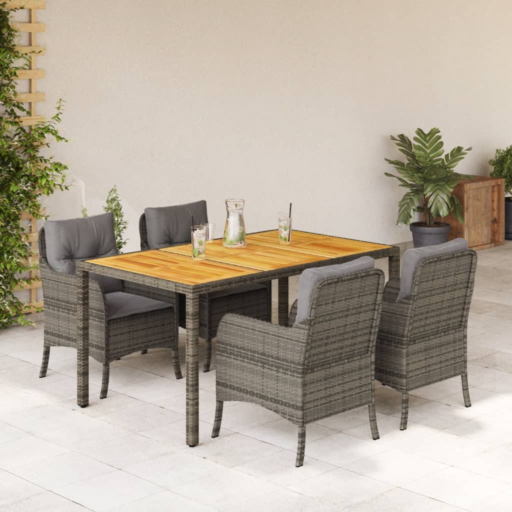 5-Delige Tuinset Met Kussens Poly Rattan