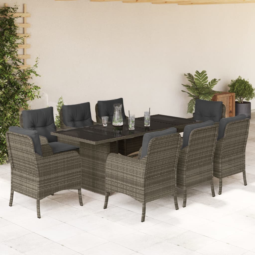 9-Delige Tuinset Met Kussens Poly Rattan