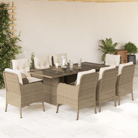 9-Delige Tuinset Met Kussens Poly Rattan
