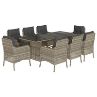 9-Delige Tuinset Met Kussens Poly Rattan
