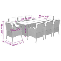 9-Delige Tuinset Met Kussens Poly Rattan