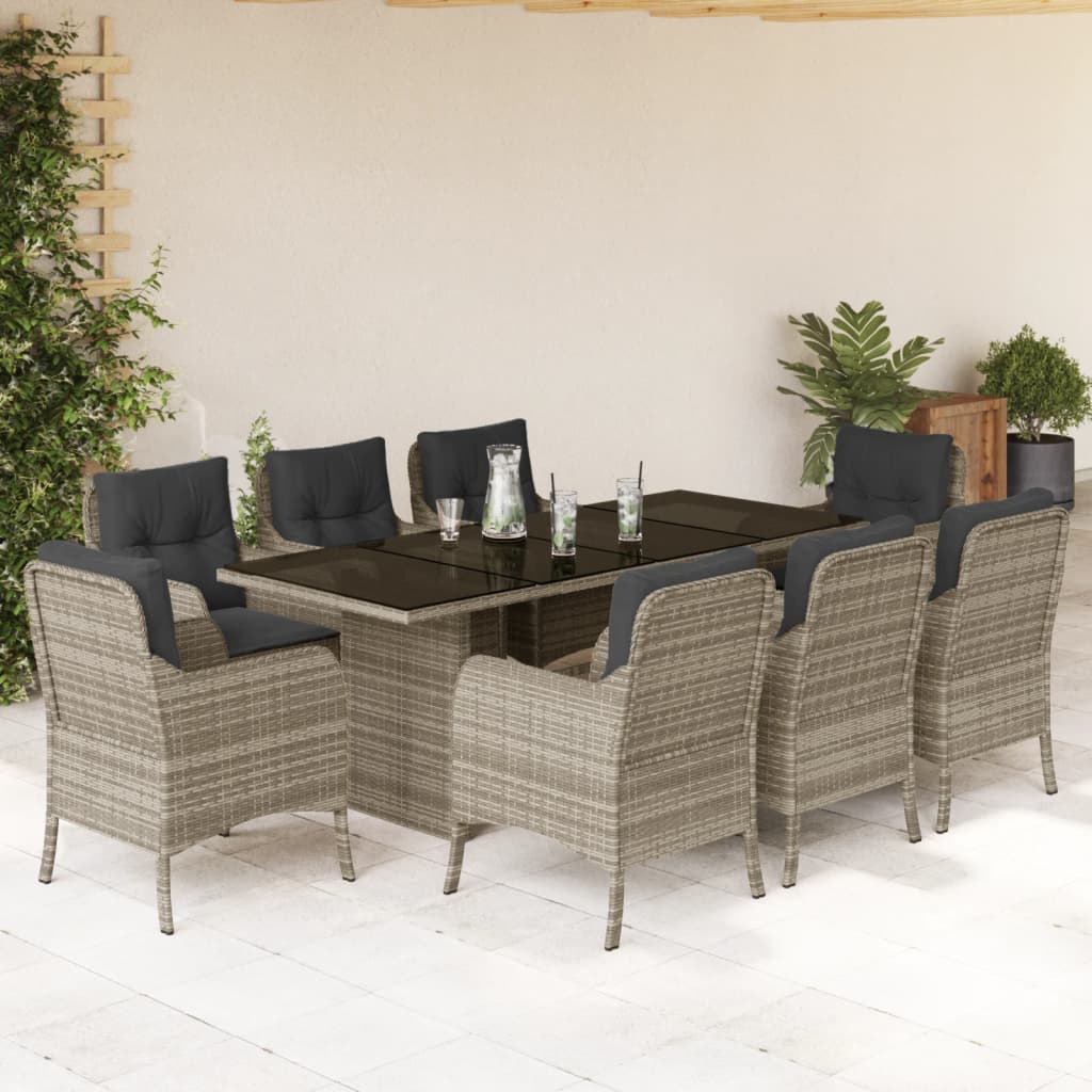 9-Delige Tuinset Met Kussens Poly Rattan