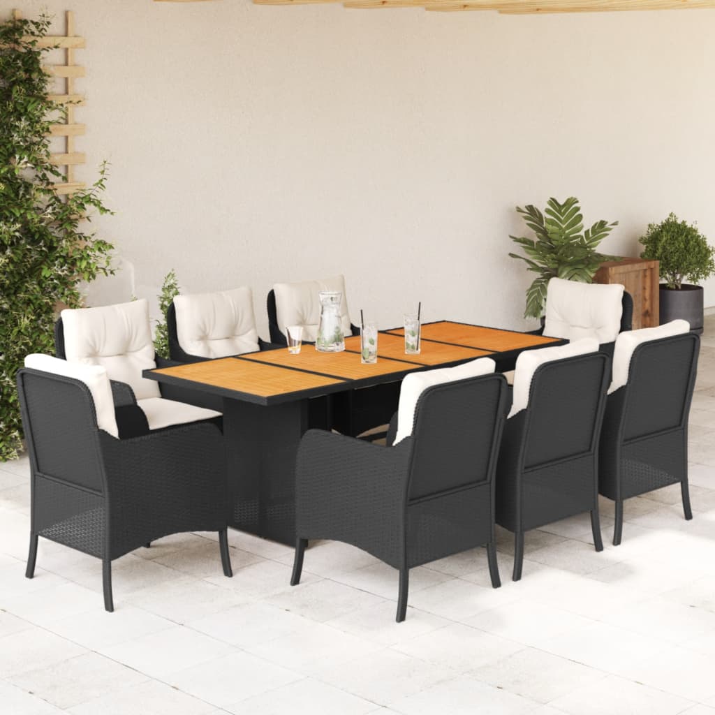 9-Delige Tuinset Met Kussens Poly Rattan