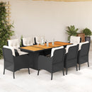 9-Delige Tuinset Met Kussens Poly Rattan
