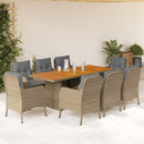 9-Delige Tuinset Met Kussens Poly Rattan