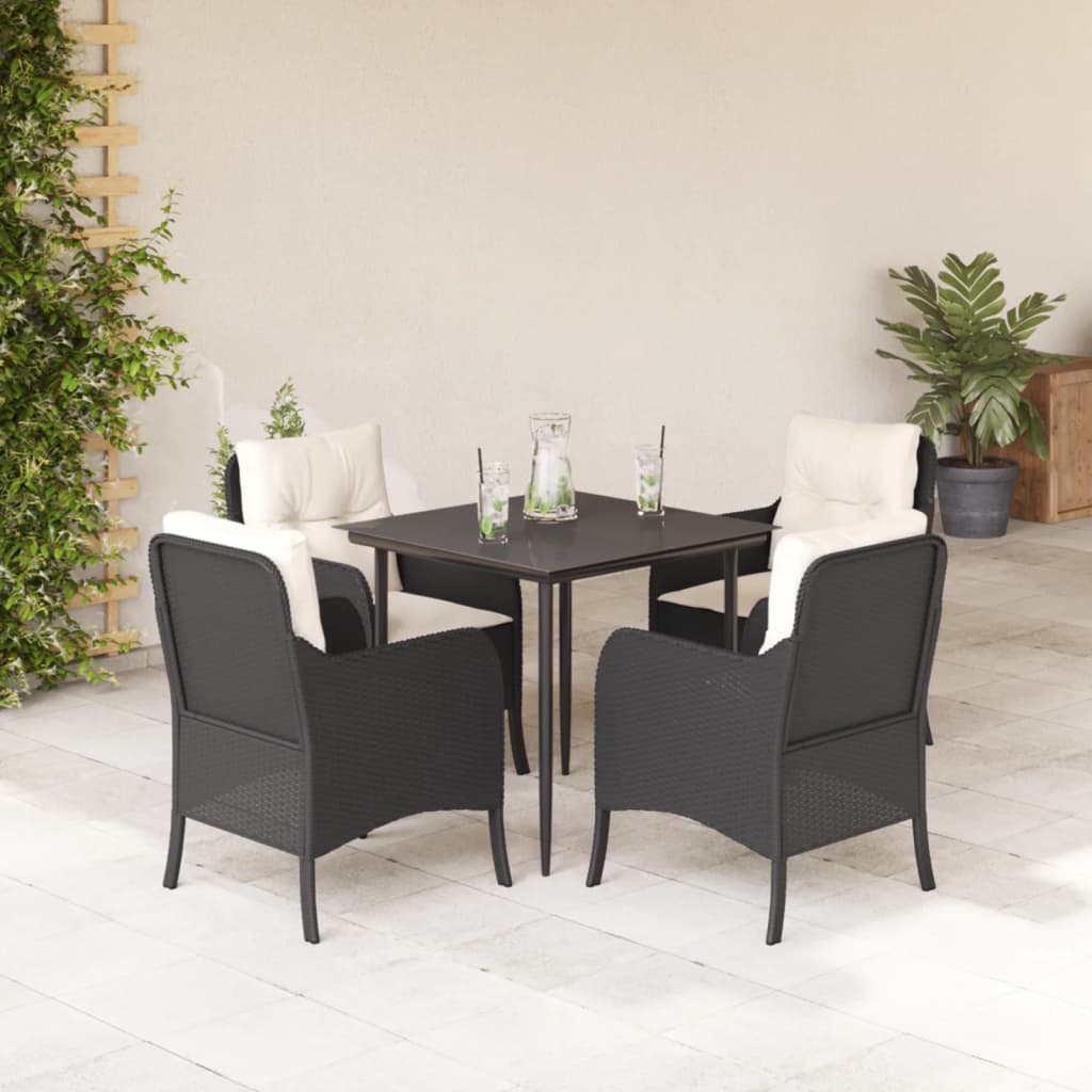 5-Delige Tuinset Met Kussens Poly Rattan Zwart