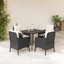 5-Delige Tuinset Met Kussens Poly Rattan Zwart