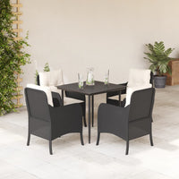 5-Delige Tuinset Met Kussens Poly Rattan Zwart