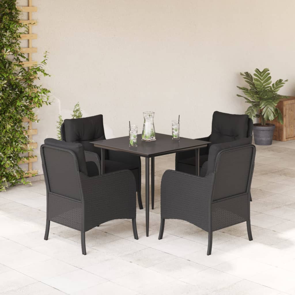 7-Delige Tuinset Met Kussens Poly Rattan Zwart