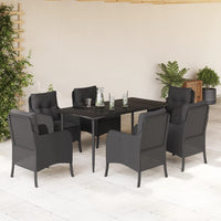 7-Delige Tuinset Met Kussens Poly Rattan Zwart