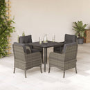 5-Delige Tuinset Met Kussens Poly Rattan Grijs