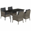 5-Delige Tuinset Met Kussens Poly Rattan Grijs