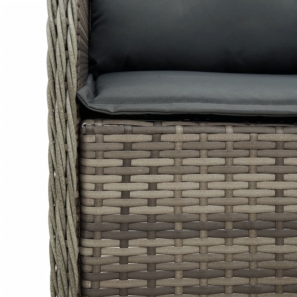 5-Delige Tuinset Met Kussens Poly Rattan Grijs