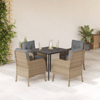 5-Delige Tuinset Met Kussens Poly Rattan Beige