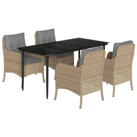 5-Delige Tuinset Met Kussens Poly Rattan Beige