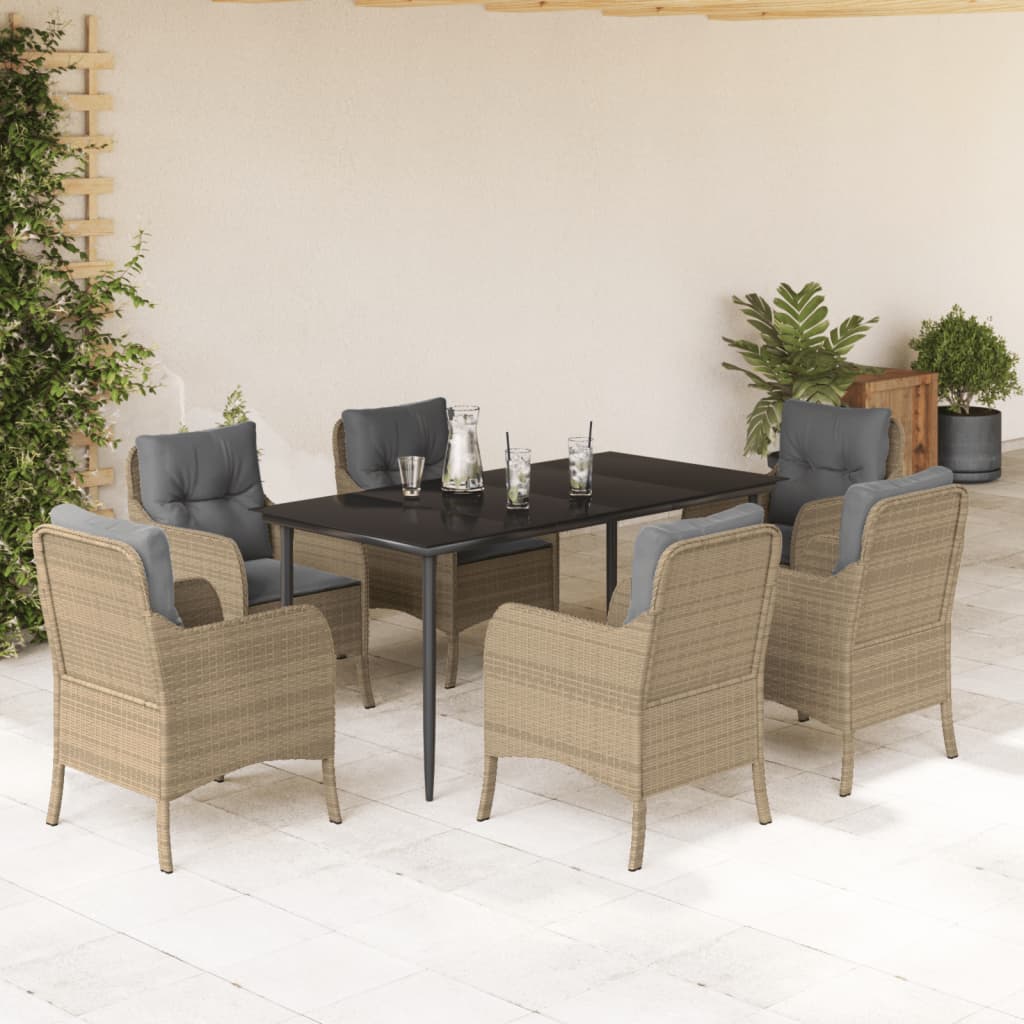 5-Delige Tuinset Met Kussens Poly Rattan Beige