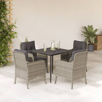 5-Delige Tuinset Met Kussens Poly Rattan Lichtgrijs