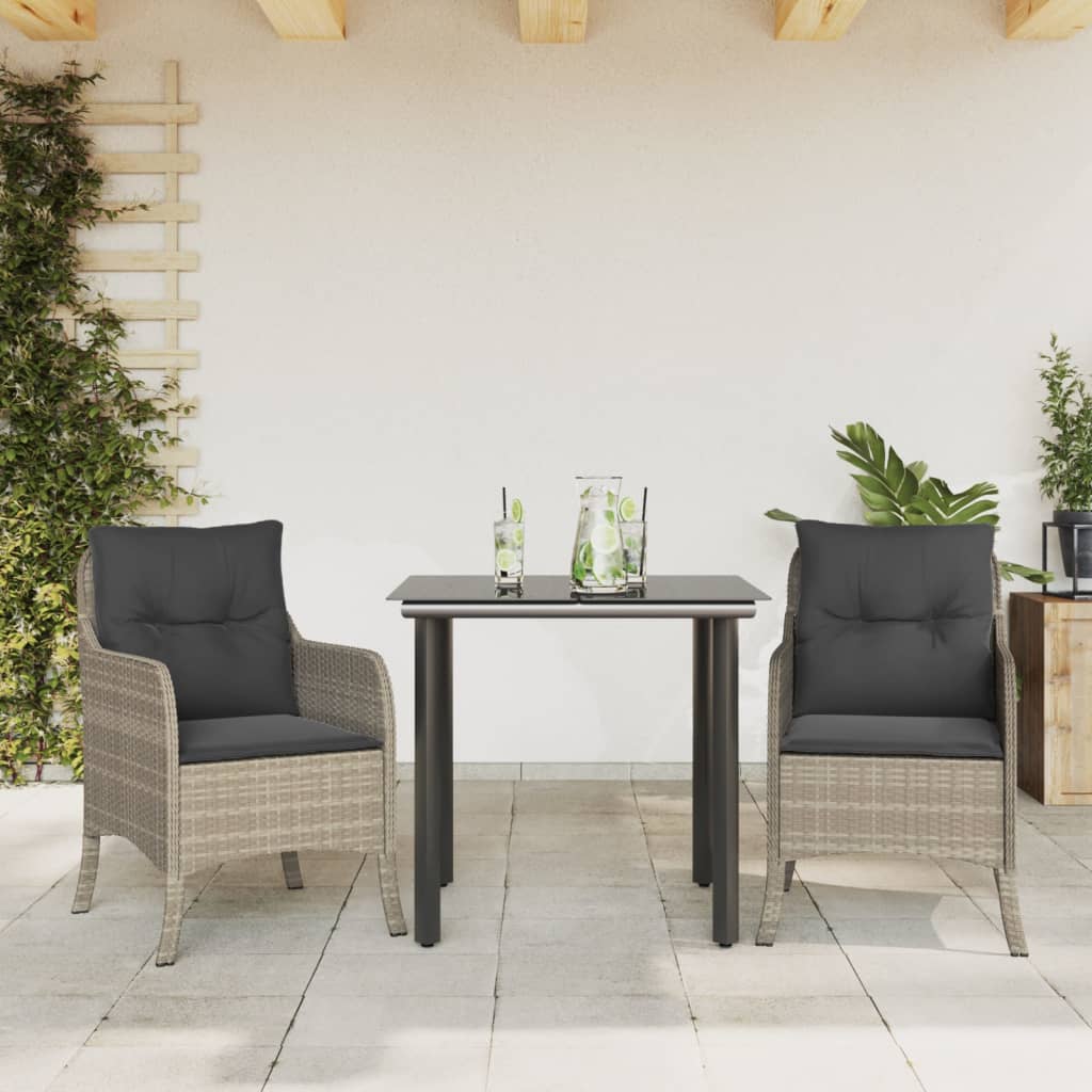 9-Delige Tuinset Met Kussens Poly Rattan Lichtgrijs