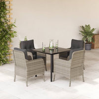 9-Delige Tuinset Met Kussens Poly Rattan Lichtgrijs