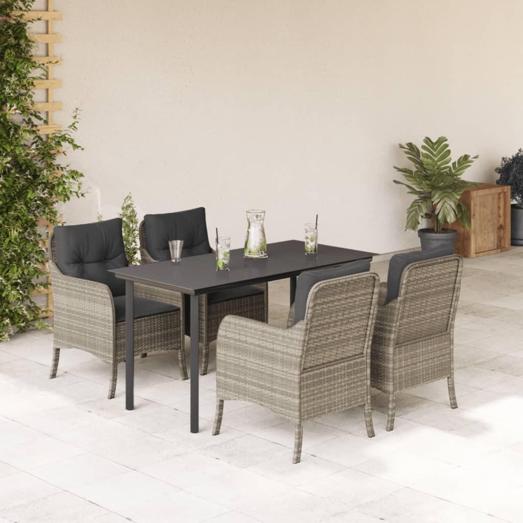 9-Delige Tuinset Met Kussens Poly Rattan Lichtgrijs