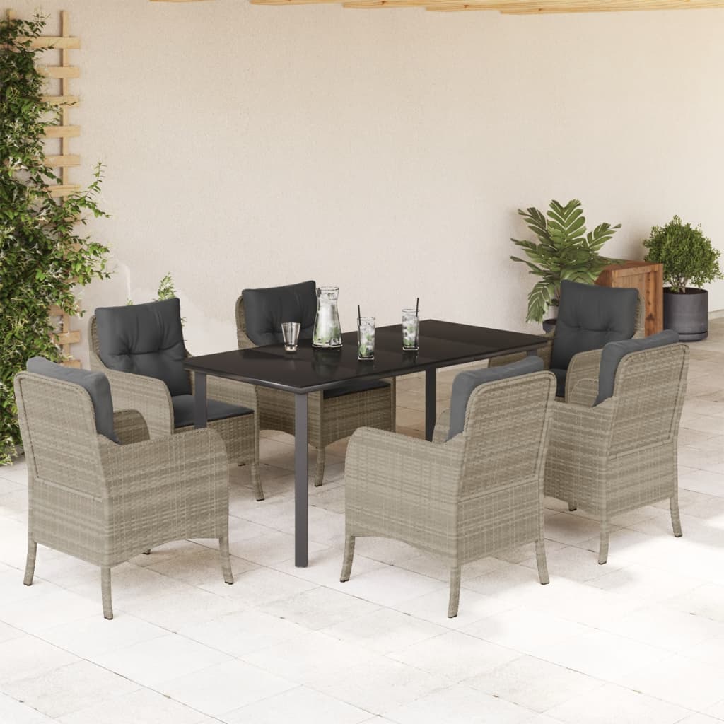 9-Delige Tuinset Met Kussens Poly Rattan Lichtgrijs