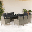 9-Delige Tuinset Met Kussens Poly Rattan Lichtgrijs