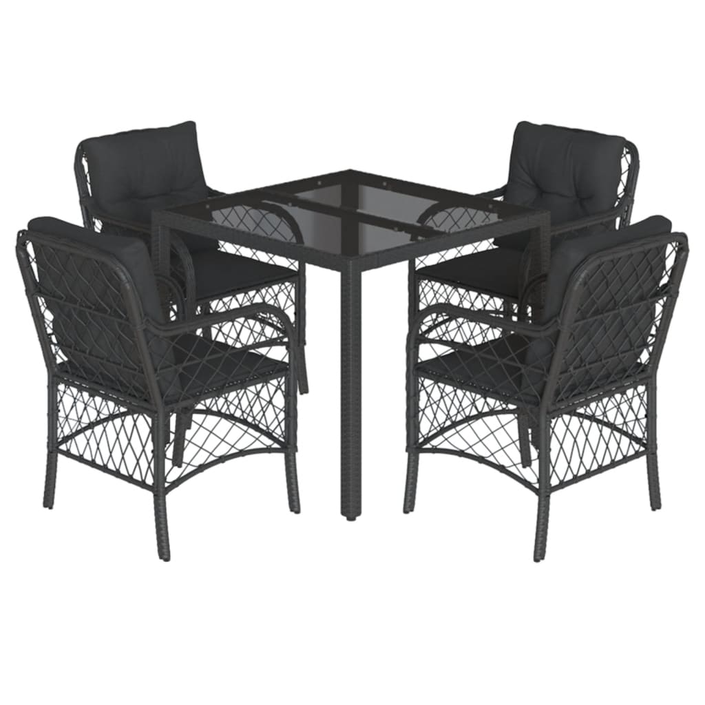 5-Delige Tuinset Met Kussens Poly Rattan
