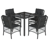 5-Delige Tuinset Met Kussens Poly Rattan