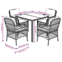5-Delige Tuinset Met Kussens Poly Rattan