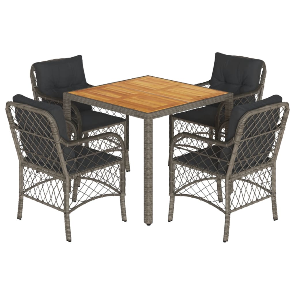 5-Delige Tuinset Met Kussens Poly Rattan
