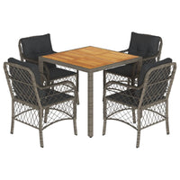 5-Delige Tuinset Met Kussens Poly Rattan