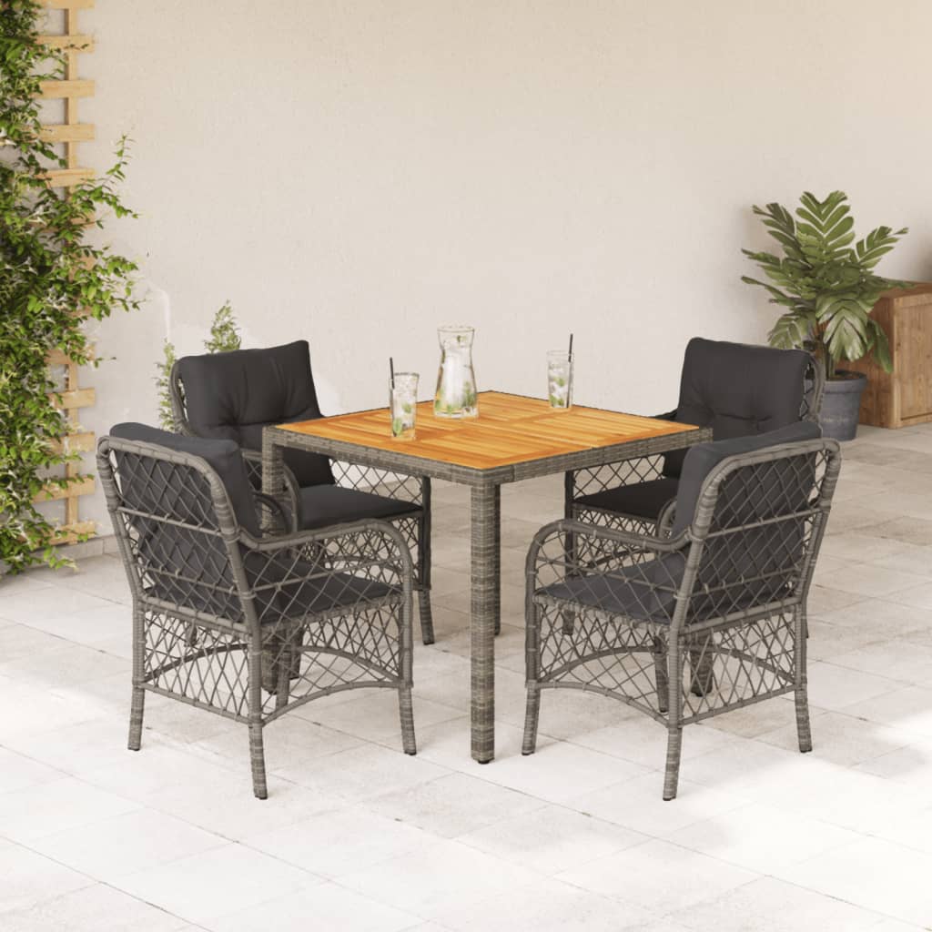 5-Delige Tuinset Met Kussens Poly Rattan