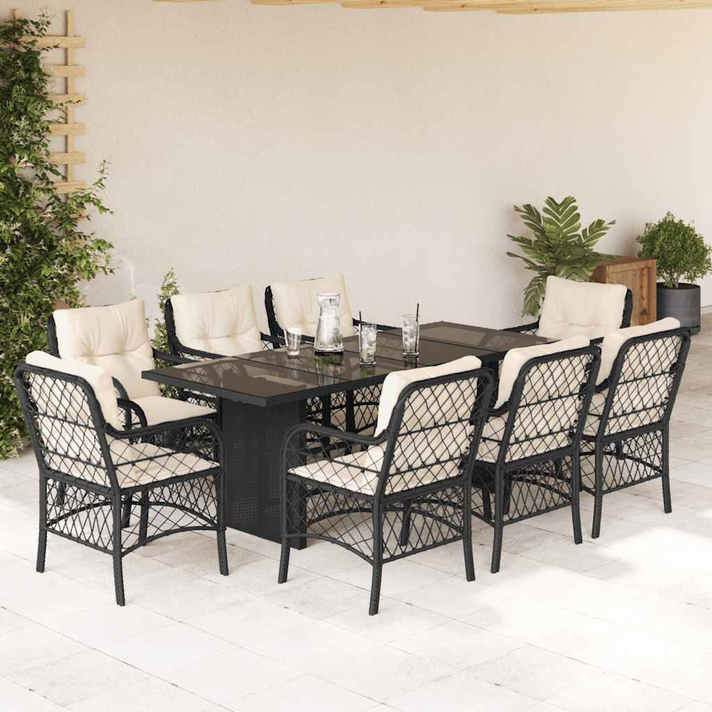 9-Delige Tuinset Met Kussens Poly Rattan