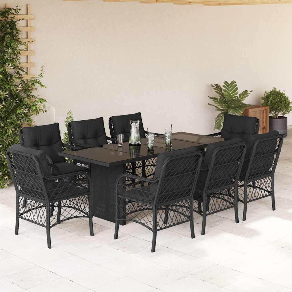 9-Delige Tuinset Met Kussens Poly Rattan