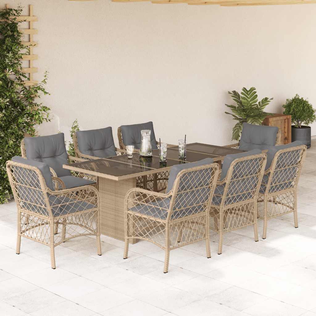 9-Delige Tuinset Met Kussens Poly Rattan