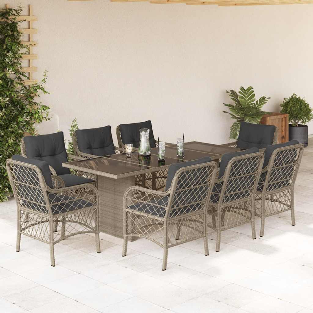 9-Delige Tuinset Met Kussens Poly Rattan