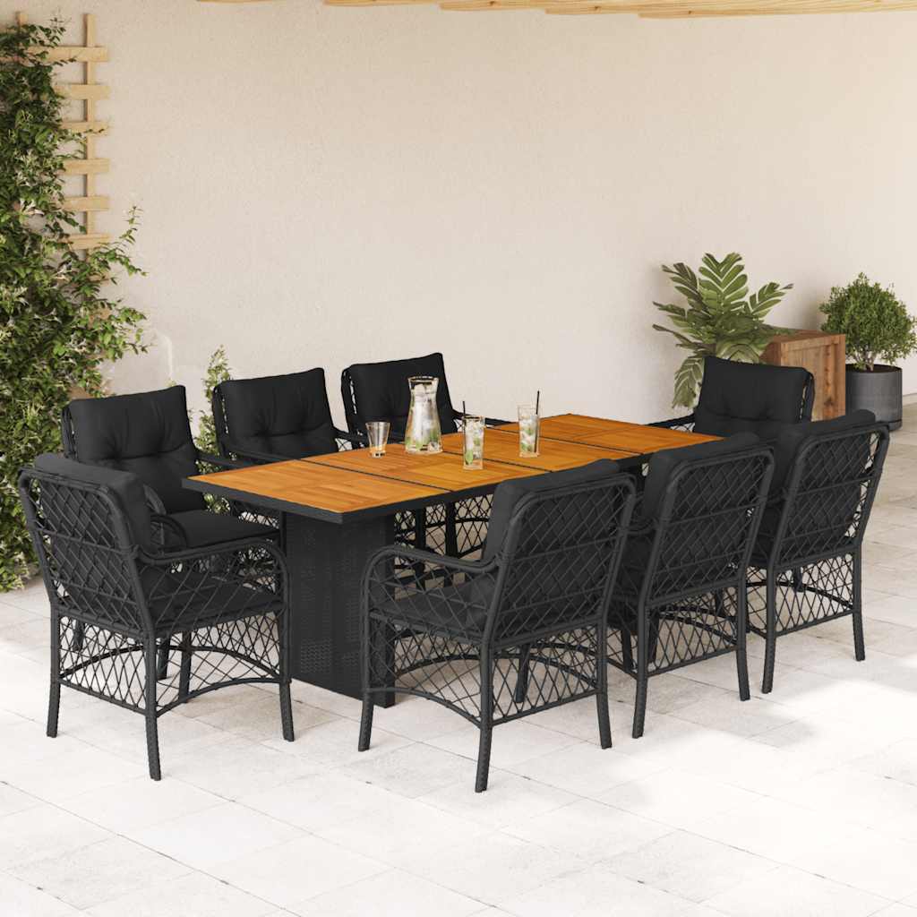 9-Delige Tuinset Met Kussens Poly Rattan