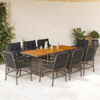 9-Delige Tuinset Met Kussens Poly Rattan